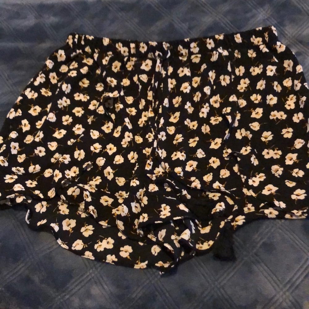 Black flowered shorts